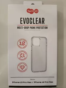 Funda iPhone 13 Pro Max 12 Pro Max TRANSPARENTE EvoCLEAR Tech21 protección contra caídas múltiples - Imagen 1 de 3
