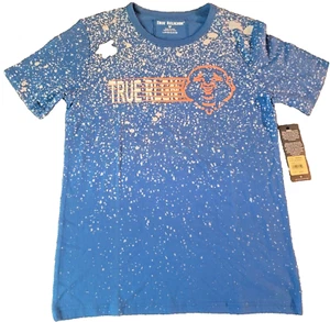 $39 True Religion Boys Buddha logo tee Splatter Royal L (14-16) VINTAGE Rare NWT - Picture 1 of 7