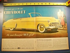 Pubblicità auto Chevy Chevrolet DeLuxe Cabrio mid-size-mag 1949 piega centrale - Foto 1 di 1