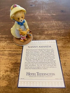 THE FRANKLIN MINT PORCELAIN BEAR HOTEL TEDDINGTON NANNY AMANDA FIGURINE - Picture 1 of 7