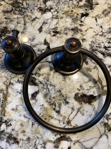 Pfister Baldwin Oil Rubbed Bronze Bar Towel Ring Robe Hook 6 Inch USED Heavy LOT - Picture 1 of 12