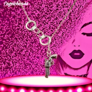 Halskette Schmuck Vintage Handschelle & Pistole Lariat Kette Fünfzig Grautöne - Bild 1 von 3