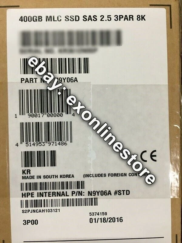 N9Y06A - 400GB SAS SFF (2.5in) Solid State Drive for HPE 3PAR StoreServ 8000 - Image 1 of 1