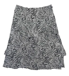 Style & Co Maxi Skirt Layered Ruffle Lined Pull On Paisley Black Womens 2X - Picture 1 of 6