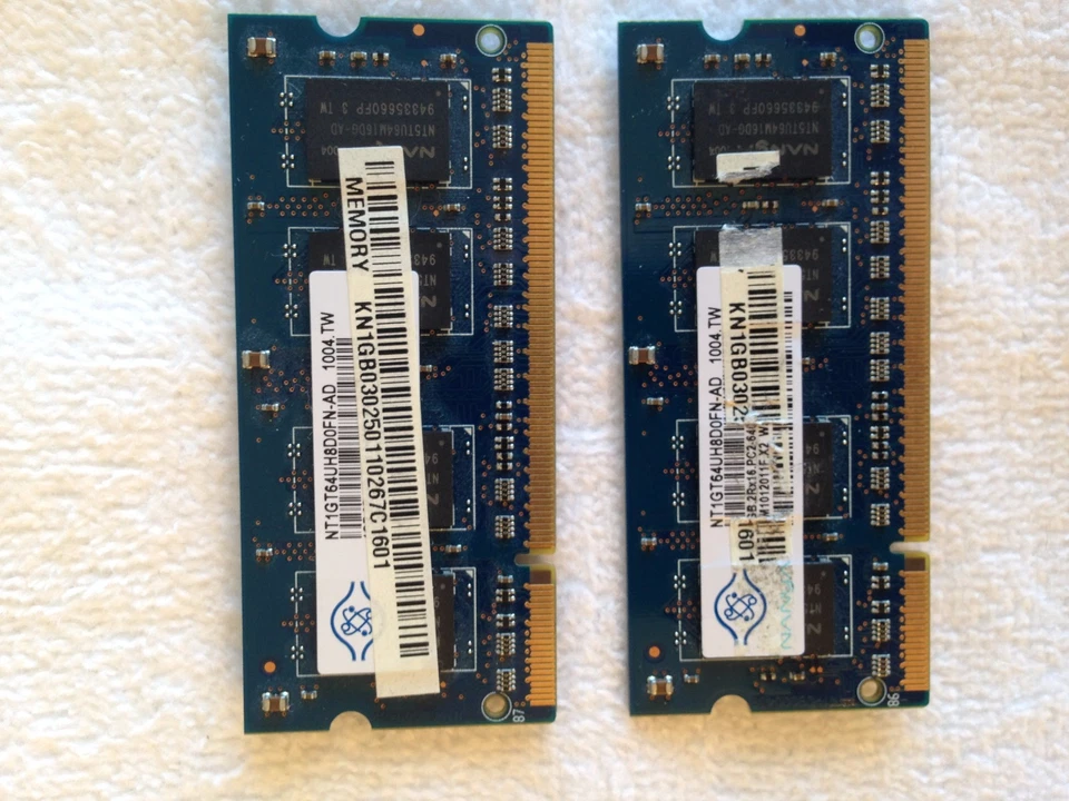 (2)Nanya 1GB PC2-6400S  NT1GT64UH8D0FN-AD  - Image 1 of 1