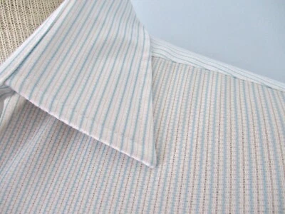 Camisa De Colección Años 70 Azul Rayas Poliéster Nylon Malla Campamento Papá Geek Nerd 2 Bolsillos M Foto 1 de 4