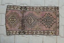 1’3” x 2’5” Ft Entryway Turkish Vintage Oushak Rugs, Door Mat Carpet, Wool Rug