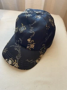 Black Gold Floral Satin Women's Baseball Cap Hat by Time and Tru Adjustable - Picture 1 of 9
