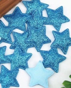 20 X Light Blue Star Padded Appliqués For All Crafts 33x33mm - Picture 1 of 2