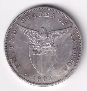 1903-S US-Philippine 1 Peso Silver Coin w/ Chinese Chopmarks XF Stock - #E6 - Picture 1 of 4
