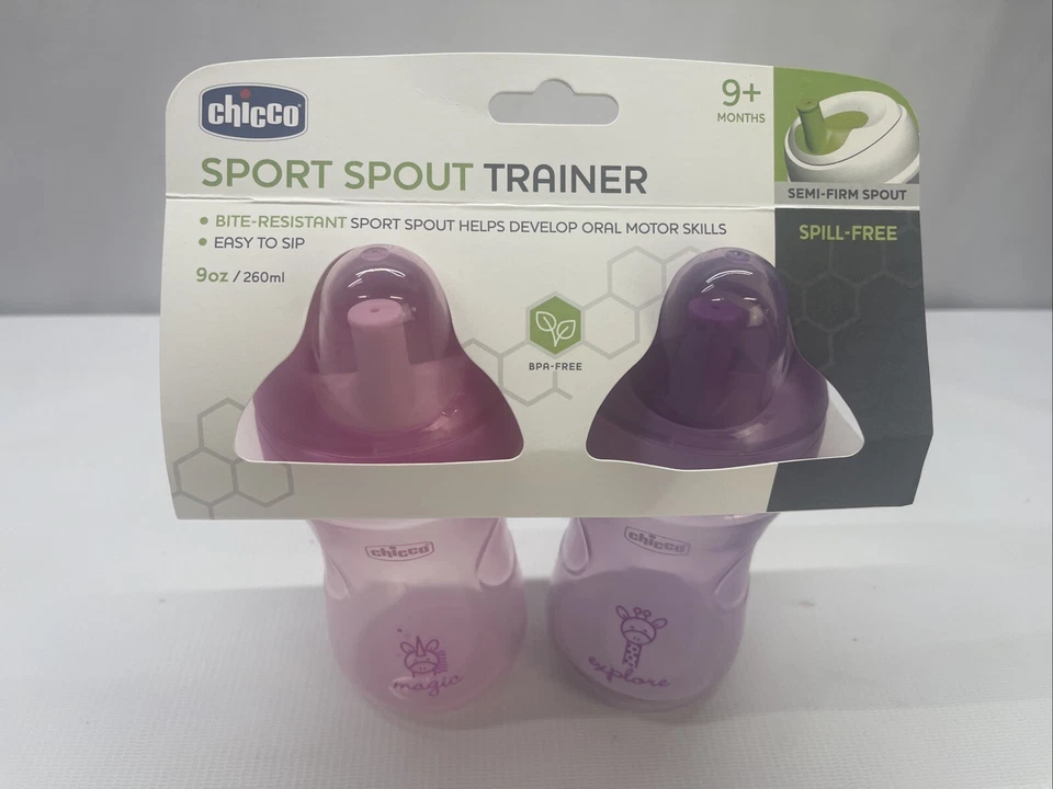 Chicco Sport Spout Trainer Sippy Cup Pink/Purple 9m 9oz (2pk) -