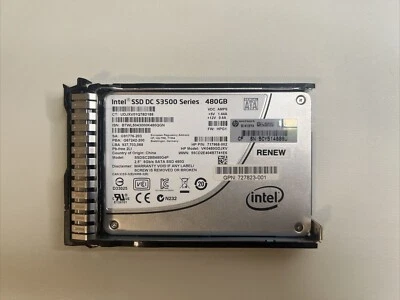 718138-001 717968-002 SSDSC2BB480G4P S3500 HPE 480GB 6G 2.5" SATA MLC SC EV SSD - Image 1 of 2