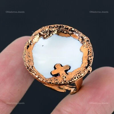 Mother Of Pearl 电成型声明可调节戒指尺寸可调节铜 — 第 1/4 张图片