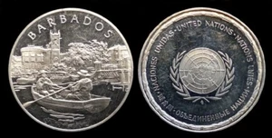 World Nations Medal "Barbados" - Silver Medal 12.90 Gr - Picture 1 of 1