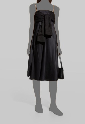 $745 MM6 Maison Margiela abito donna nero raso manica avvolgente slip taglia 42