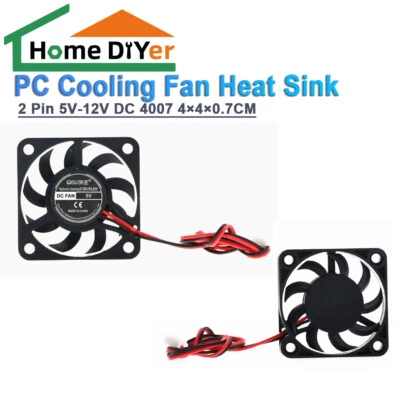 40mm PC Cooling Fan Heat Sink 2 Pin 5V-12V DC 4007 4×4×0.7CM - Image 1 of 4