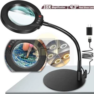 10X Magnifying Glass Dimmable Flexible Gooseneck Magnifying Desk Lamp for Work - Picture 1 of 12