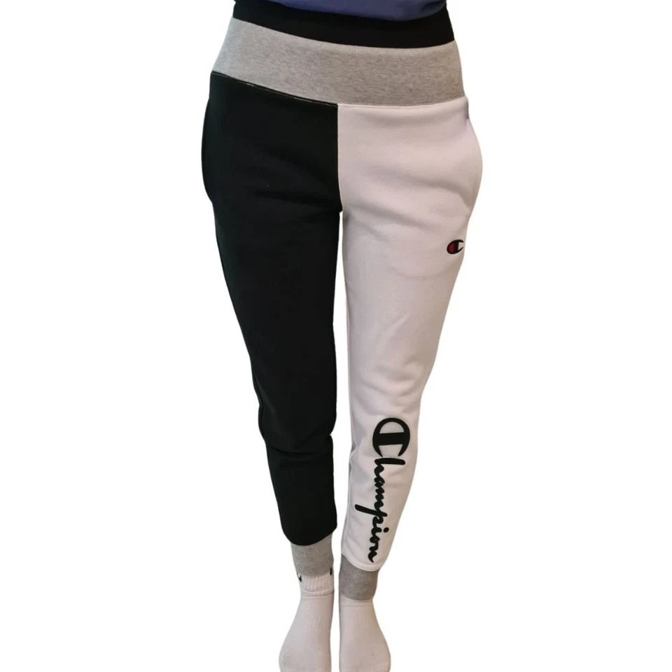  Champion ML0777551114 Women Reverse Weave Joggers Fleece Black White Size XS