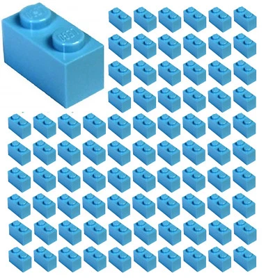 ☀️100x NEW LEGO 1x2 Dark Azure Blue Bricks (ID 3004) BULK Parts Friends Sky - Image 1 of 2