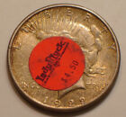 1922-S Peace Silver Dollar Sticker Dollar LADY LUCK Casino & Saloon LAS VEGAS