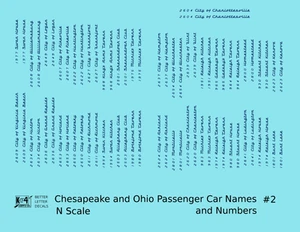 K4 N Scale Decals Chesapeake and Ohio C&O Passenger Car Names Dark Blue #2 - Picture 1 of 3