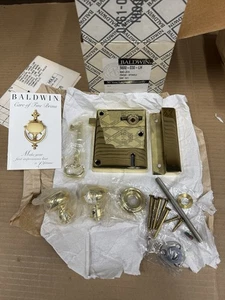 Baldwin kleines vertikales Felgenschloss 5600-030-LH Trans-Spindel ein Satz Messing poliert - Bild 1 von 24