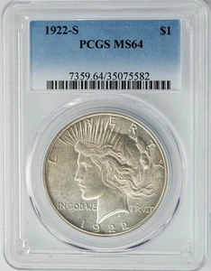 1922-S Dollaro Argento Pace $ MS64 PCGS 950478-2 - Foto 1 di 5
