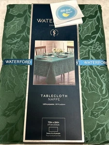 WATERFORD Tablecloth 70” x 84” Festive Sprig Green Holly Winter Holiday NEW - Picture 1 of 6