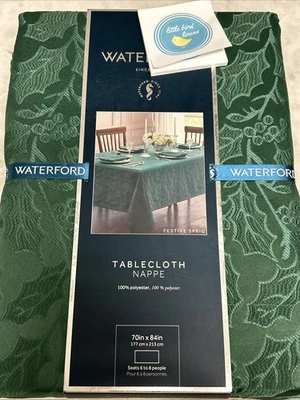 WATERFORD Tablecloth 70” x 84” Festive Sprig Green Holly Winter Holiday NEW - Image 1 of 4
