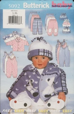 Butterick 5092 Infants Winter Jacket Jumpsuit Pants Hat Pattern 22-30 lbs Uncut - Image 1 of 4