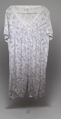 Womens Nightgown 1X CATHERINE MALANDRINO Chemise Blue Floral Cottage core Lace - Image 1 of 4