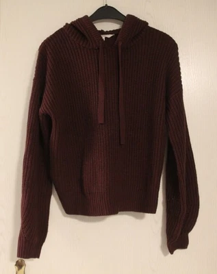 weinroter Strick-Pulli mit Kapuze. Von CKH von C&A. Größe XS. - Bild 1 von 4