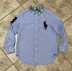 Ralph Lauren Boys Medium 10-12 Big Pony Oxford Shirt Light Blue Button Down - Picture 1 of 9