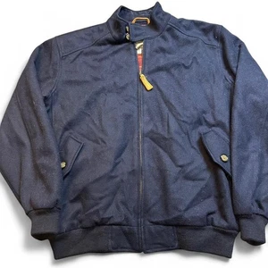 Chaqueta Orvis Para Hombre Mediana Azul Marino Lana Bombardero Cremallera Completa Bolsillos Forrados a Cuadros - Imagen 1 de 6
