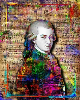 Wolfgang Amadeus Mozart 12x18in Poster, Mozart Tribute Pop Art Free Shipping US - Image 1 of 4