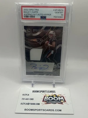 2022 Panini Spectra - Aspiring Patch Autographs Bailey Zappe Rookie/60 PSA 10 - Image 1 of 2