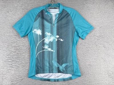 Sugoi Cycling Jersey Women Small Blue Floral Butterfly 1/2 Zip Polyester - Image 1 of 4