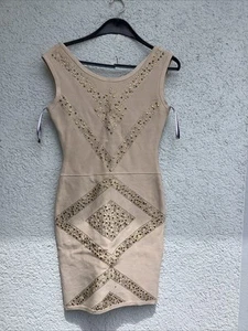 Herve Leger Damenkleid Bandage Kleid Kleid Gr. L wie S/M, Beige - Bild 1 von 16