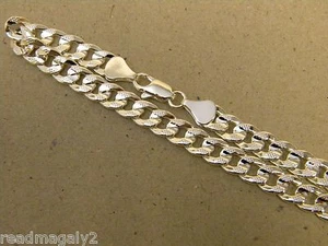 Herren versilbert konkave Panzerkette Kubanische Halskette Kette 36 Zoll lang 6 mm breit - Bild 1 von 4