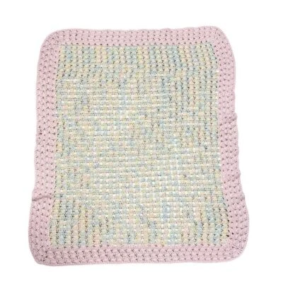 Manta Hecha a Mano Suave Pastel Rosa Borde Ganchillo Manta Suave 37x33 Foto 1 de 3