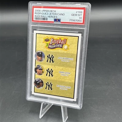 Baseball Heroes (A Rodriguez, D Jeter, R Cano) PSA 10 (2008 Upper Deck, #188) Foto 1 de 3