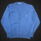 VTG Burberry Wool Cardigan Knitwear 44” Large Men’s Sky Blue Made In Scotland
