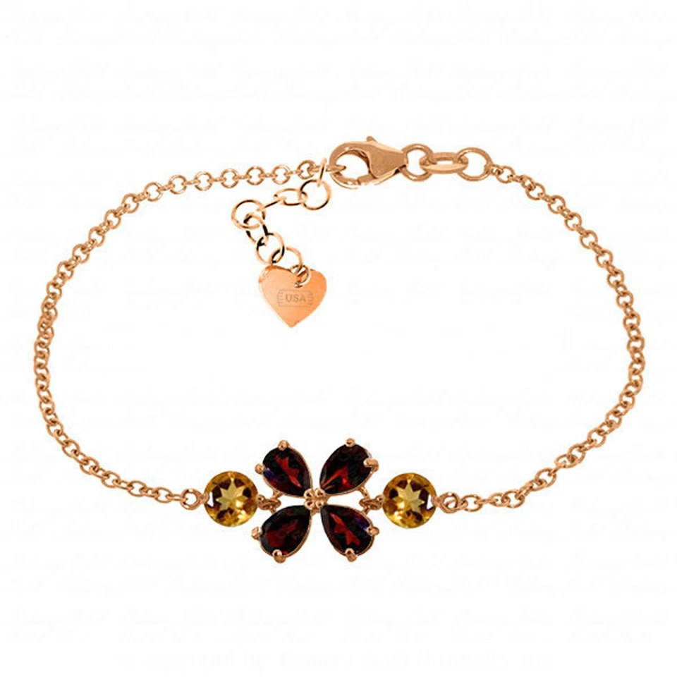 14K. SOLID GOLD BRACELET WITH GARNETS & CITRINES - Image 1 of 4