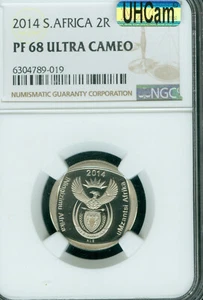 2014 SOUTH AFRICA 2 RAND NGC PF68 MAC UHCam 2ND FINEST GRADE MAC SPOTLESS - Picture 1 of 2