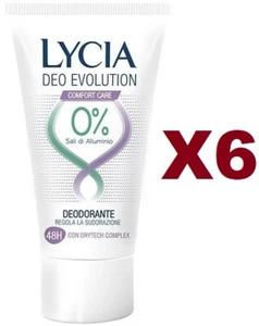 6 PZ LYCIA DEO CREMA EVOLUTION COMFORT CARE DEODORANTE 30ML REGOLA SUDORAZIONE - Imagen 1 de 2