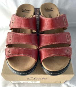 Clarks Women's Delana Damir Red Leather Dress Sandal 6 1/2 M - Picture 1 of 10