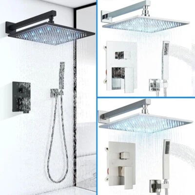 8"12"16"Rain Shower Faucet System Wall Mounted Shower Head Combo Mixer Valve Set - Image 1 of 4