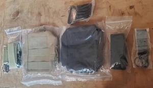 Military Tactical Molle Pouch (2) and Waist Belt (2) Tan & Black + Extras - Picture 1 of 12