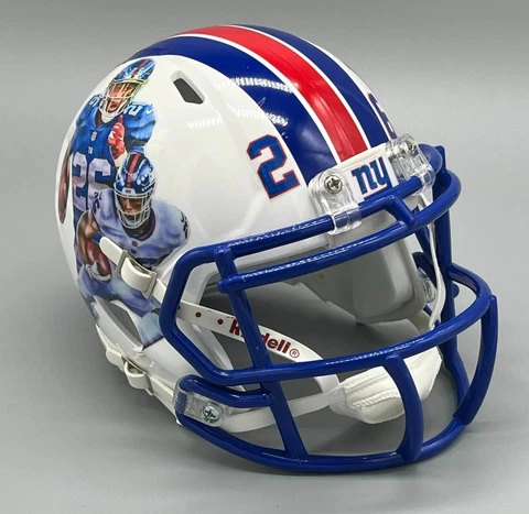 SAQUON BARKLEY CUSTOM NEW YORK GIANTS RIDDELL SPEED MINI HELMET *VERY DETAILED* Cover