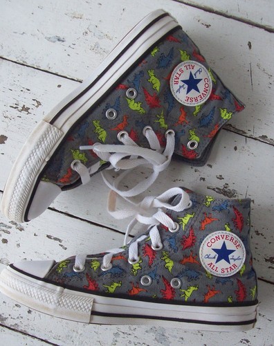 Sneakers alte Converse Chuck Taylor All Star Dinoverse ~ grigie ~ bambini taglia 1 M